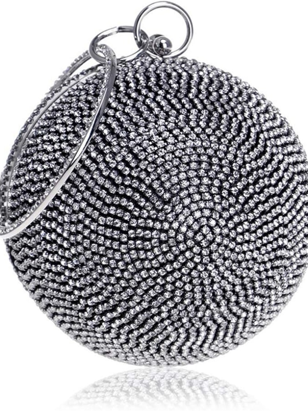 NWT Sparkling Bling Swarovski Crystal Rhinestone Round Ball Purse: Silve… - Picture 10 of 14